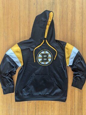 NHL Boston Bruins Team Apparel Hoodie Mens Large L Black Yellow Pullover
